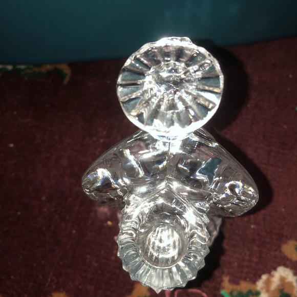 Elegant Clear crystal angel candleholder, wings,halo, hands togeather . Preloved - Picture 4 of 7